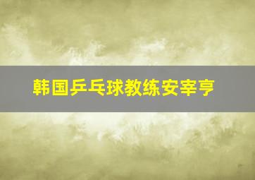 韩国乒乓球教练安宰亨