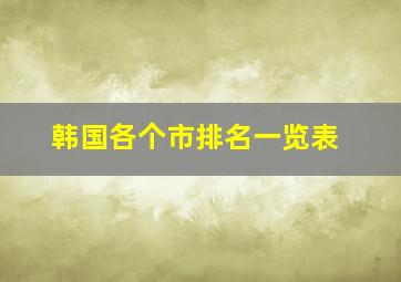 韩国各个市排名一览表