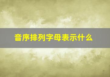 音序排列字母表示什么