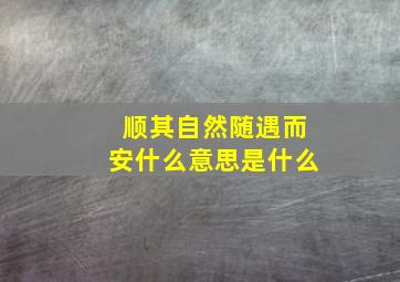 顺其自然随遇而安什么意思是什么