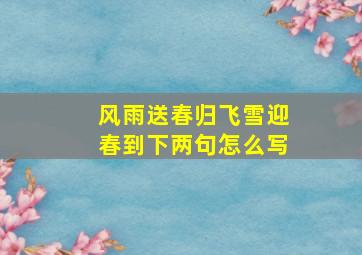 风雨送春归飞雪迎春到下两句怎么写