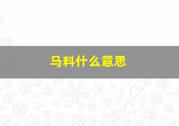 马料什么意思