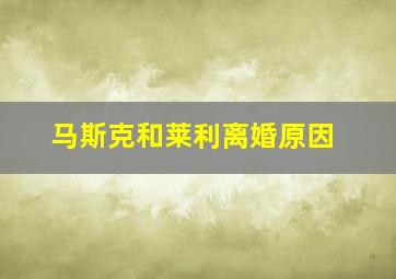 马斯克和莱利离婚原因