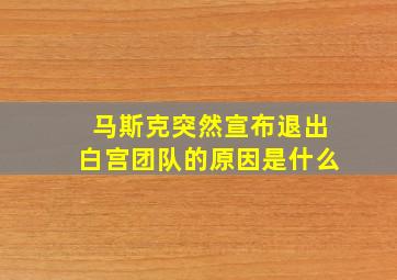 马斯克突然宣布退出白宫团队的原因是什么