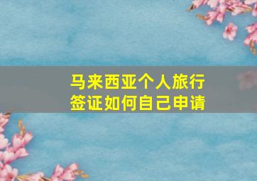 马来西亚个人旅行签证如何自己申请