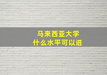 马来西亚大学什么水平可以进