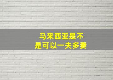 马来西亚是不是可以一夫多妻