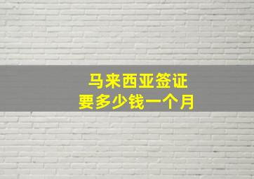 马来西亚签证要多少钱一个月