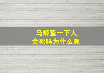 马蜂蛰一下人会死吗为什么呢