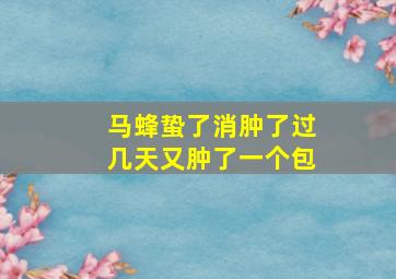 马蜂蛰了消肿了过几天又肿了一个包