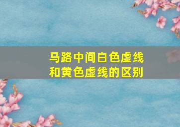 马路中间白色虚线和黄色虚线的区别