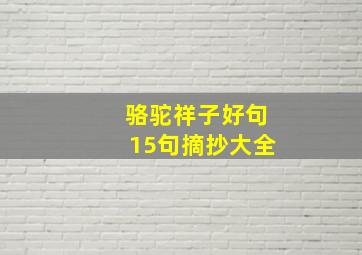 骆驼祥子好句15句摘抄大全