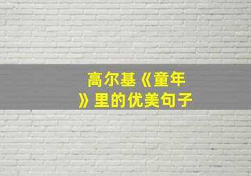 高尔基《童年》里的优美句子