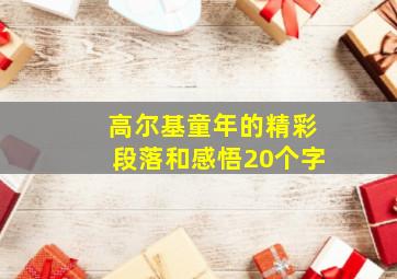 高尔基童年的精彩段落和感悟20个字