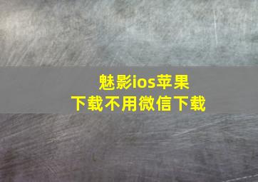 魅影ios苹果下载不用微信下载