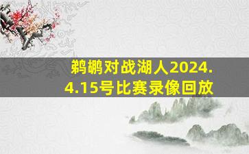 鹈鹕对战湖人2024.4.15号比赛录像回放