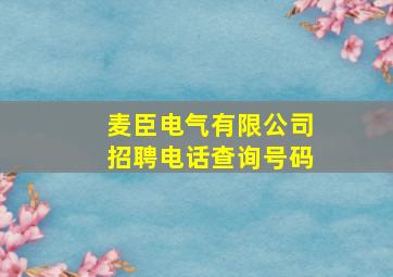 麦臣电气有限公司招聘电话查询号码