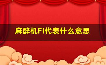 麻醉机FI代表什么意思