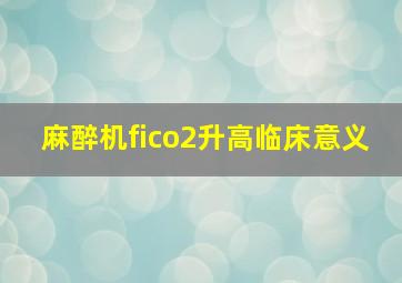 麻醉机fico2升高临床意义